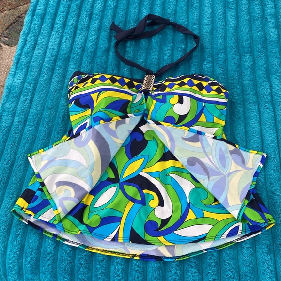 Tara Grinna mod print ( Pucci like) bathing suit top size 38/medium - Picture 5 of 11